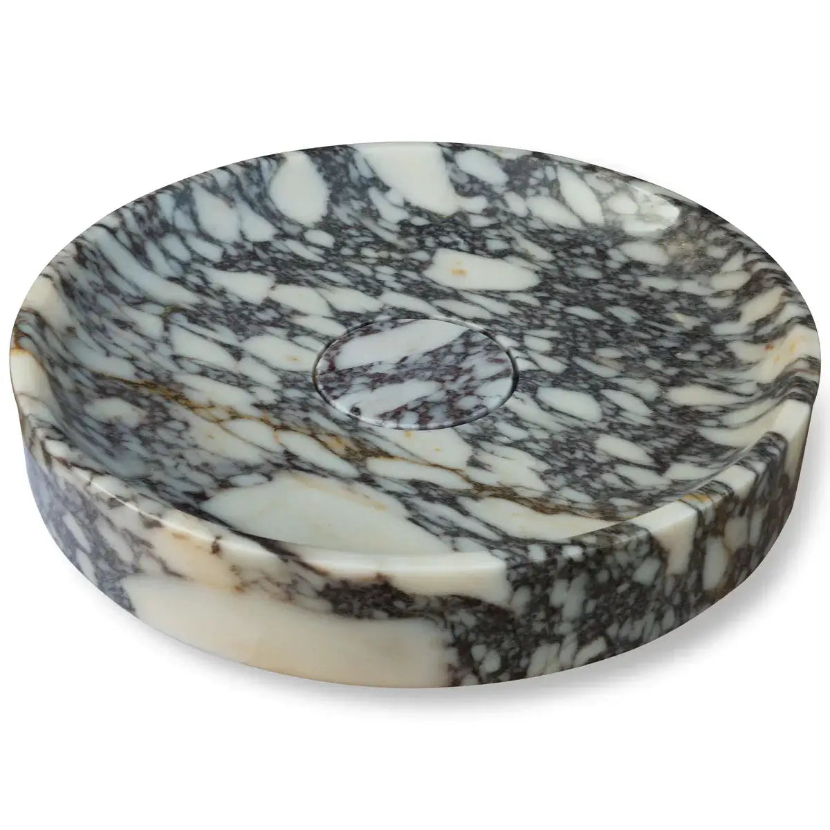 Round Polished Calacatta Viola Marble Bathroom Vessel Sink