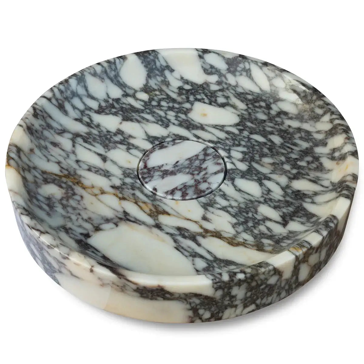 Round Polished Calacatta Viola Marble Bathroom Vessel Sink