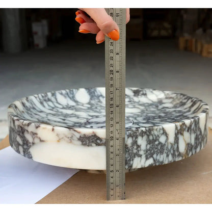 Round Polished Calacatta Viola Marble Bathroom Vessel Sink