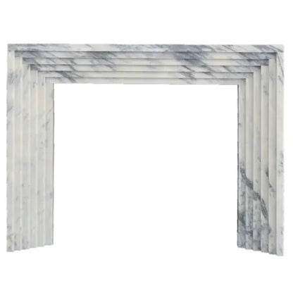 Afyon White Marble Art Deco Fireplace Mantel - Polished Finish 8 x 60 x 47 Inches