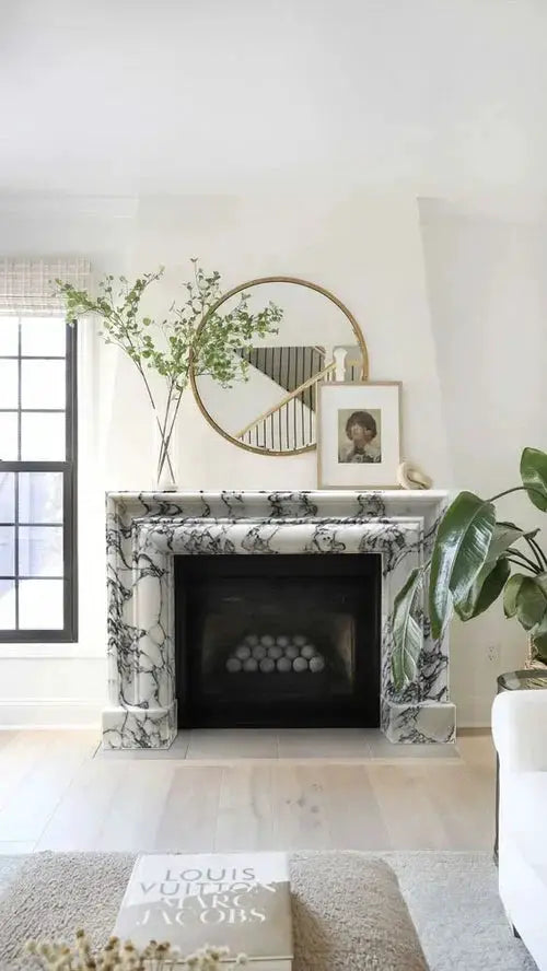 Calacatta Viola Marble Hand-carved Fireplace Mantel Polished - 61 x 52 inches