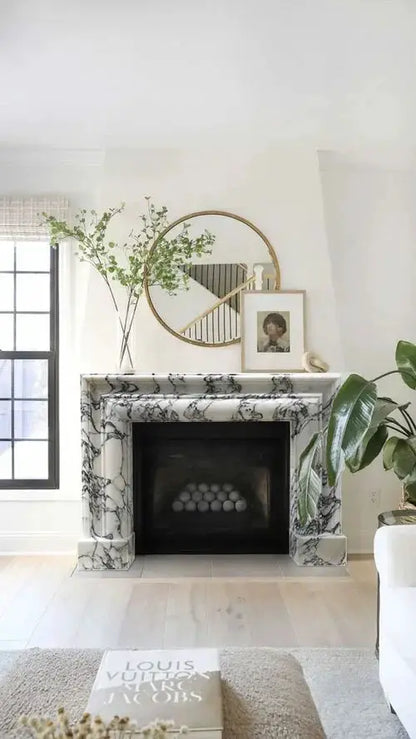 Calacatta Viola Marble Hand-carved Fireplace Mantel Polished - 61 x 52 inches