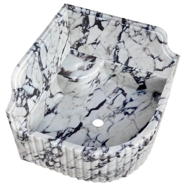 Calacatta Viola Marble Wall-Mount Bathroom Corner Sink 16x16