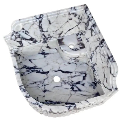 GMStone White Black 16 Inch Wall Mounted Corner Marble Sink