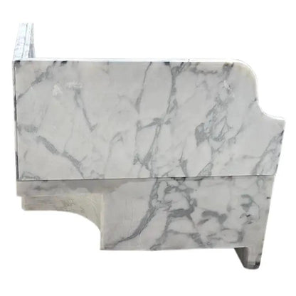 GMStone White Black 16 Inch Wall Mounted Corner Marble Sink