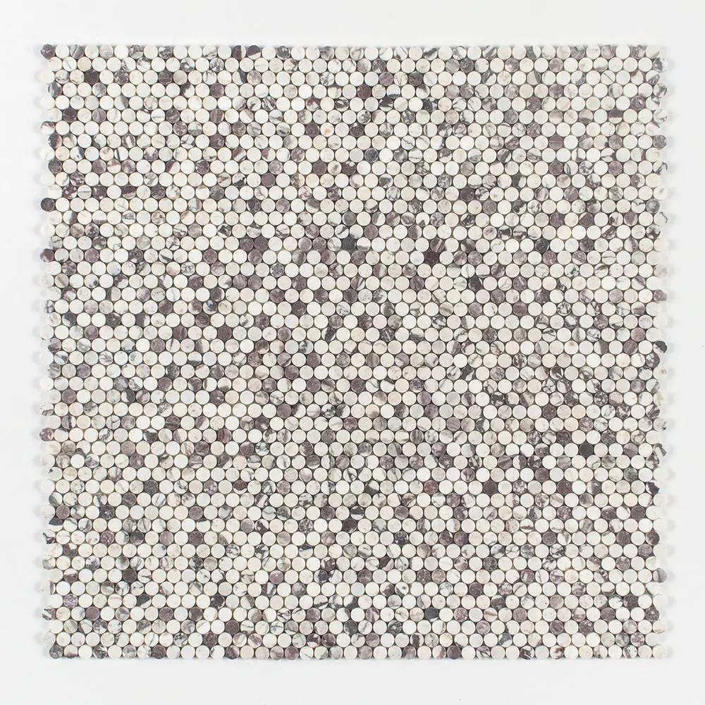 Calacatta Violet Honed Penny Round Marble Mosaics 11 1/4x11 3/4