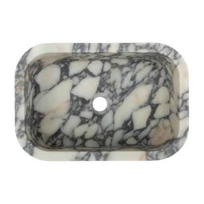 Custom Calacatta Viola Marble Rectangle Vessel Sink 12 X 18 White