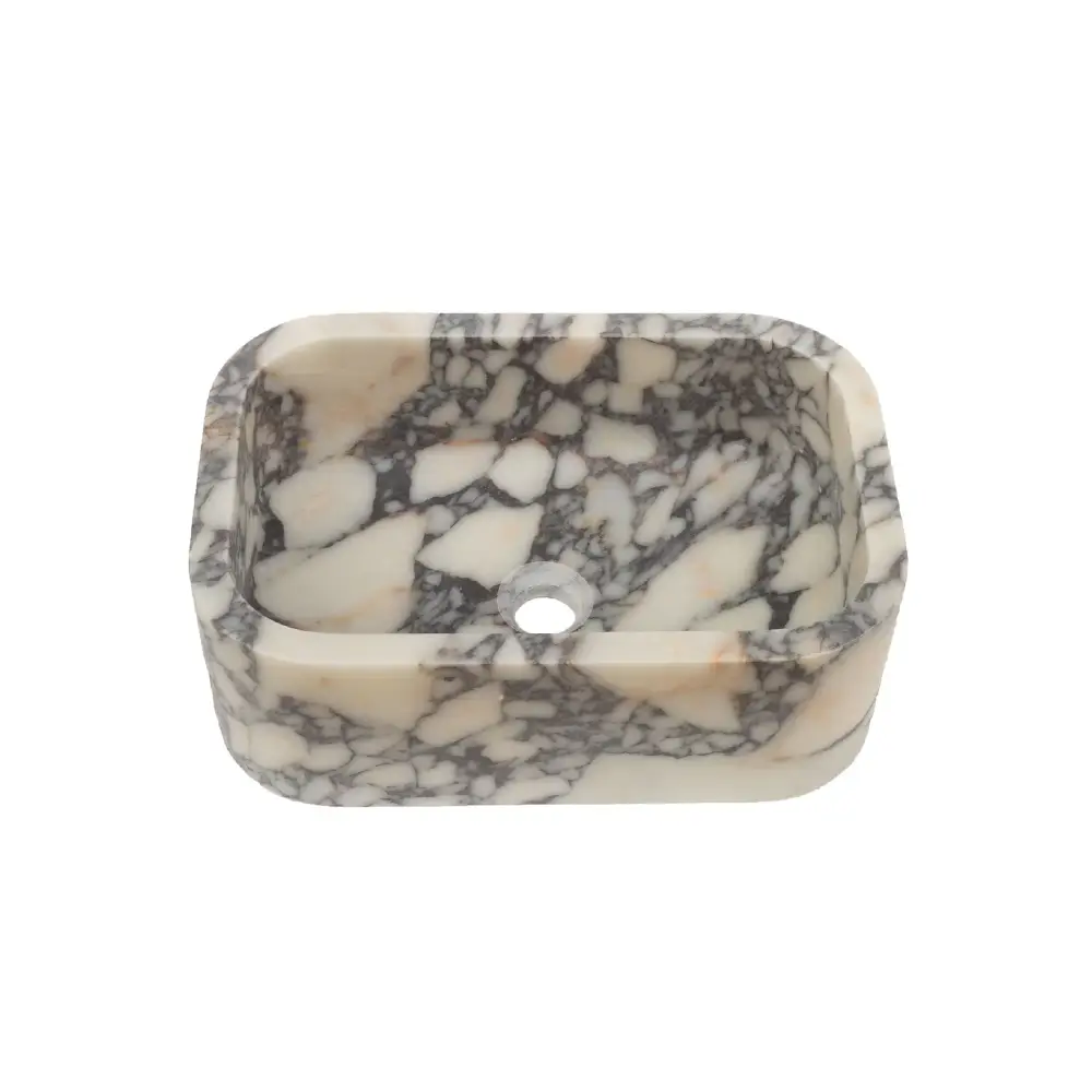 Custom Calacatta Viola Marble Rectangle Vessel Sink 12 X 18 White
