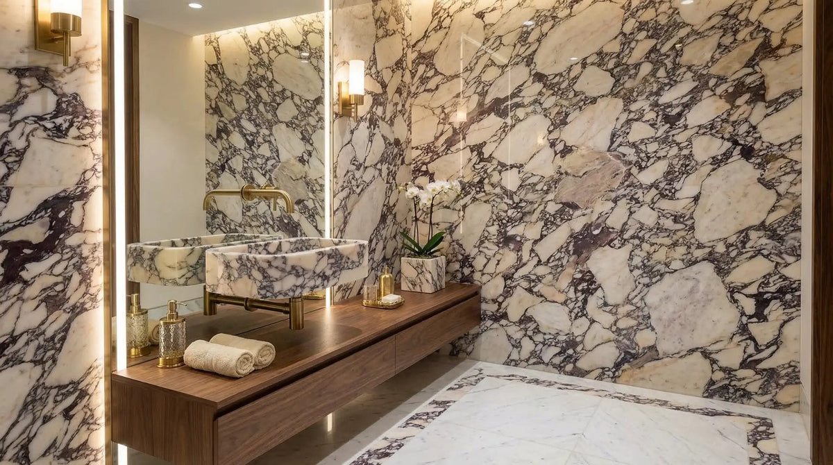 Handcrafted Calacatta Viola Marble Wall Mounted Sink 12x18