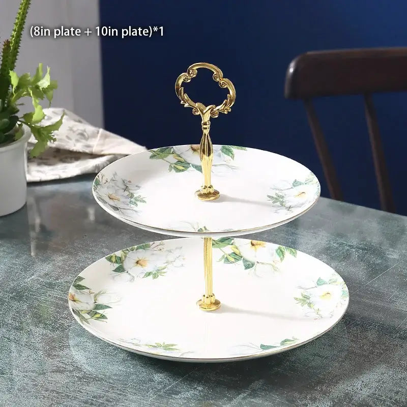 Camellia floral tea set white & gold dining room porcelain teaware