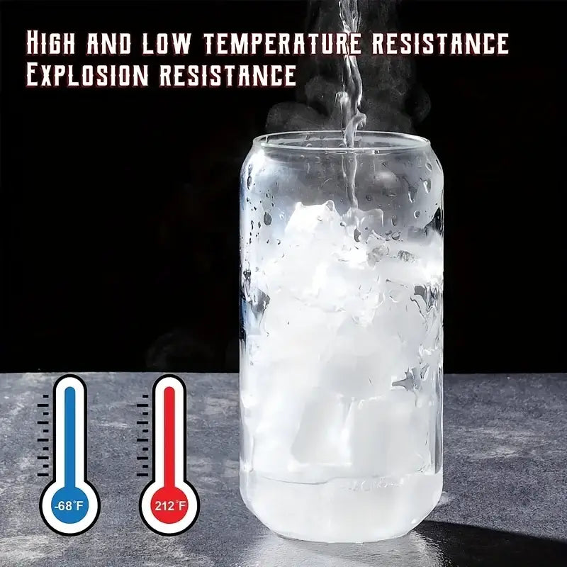 Can shaped glass drinking glasses set with straws – kitchen drinkware