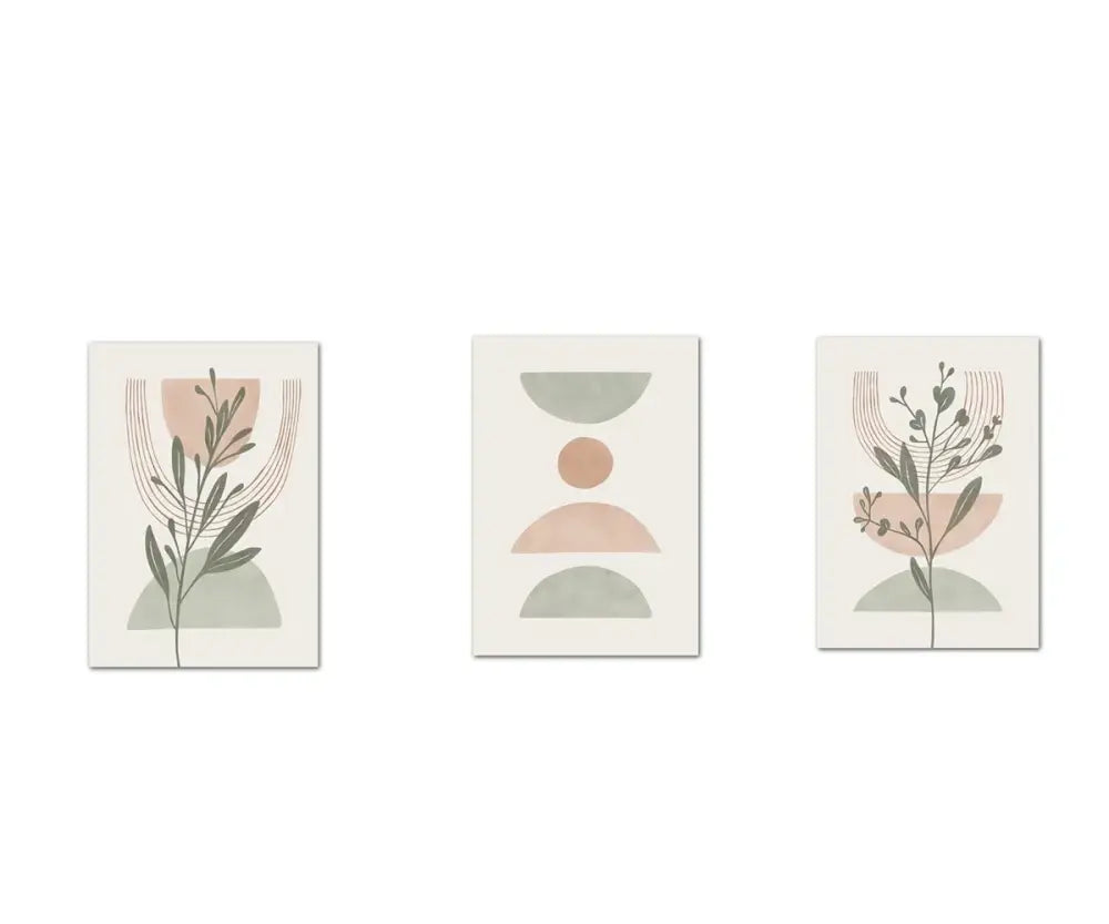 Minimalist muted earth tone abstract botanical canvas wall art bedroom