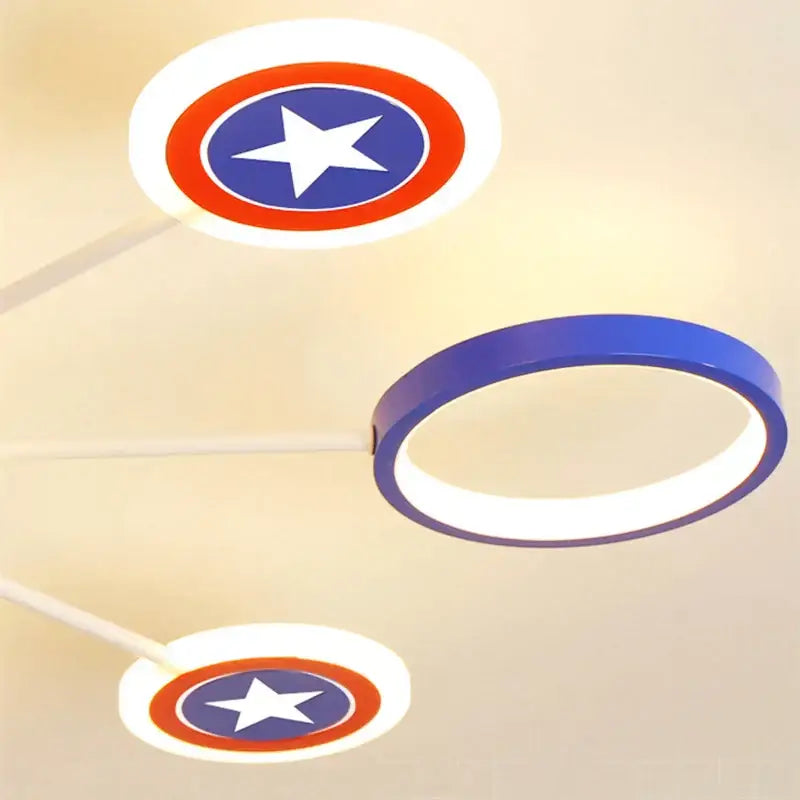 Captain america shield blue & white led ceiling light bedroom decor