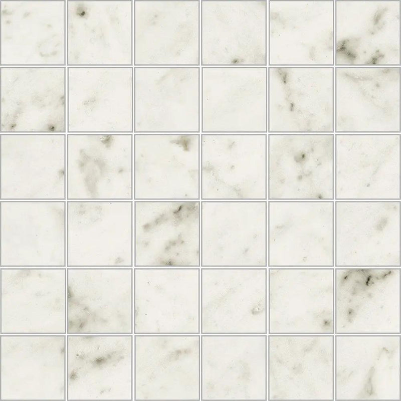 Carrara Blanco Natural 2x2 Marble Look Porcelain Mosaics 12x12