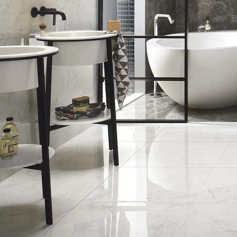 Carrara Blanco Natural Marble Look Porcelain Tiles 12x24