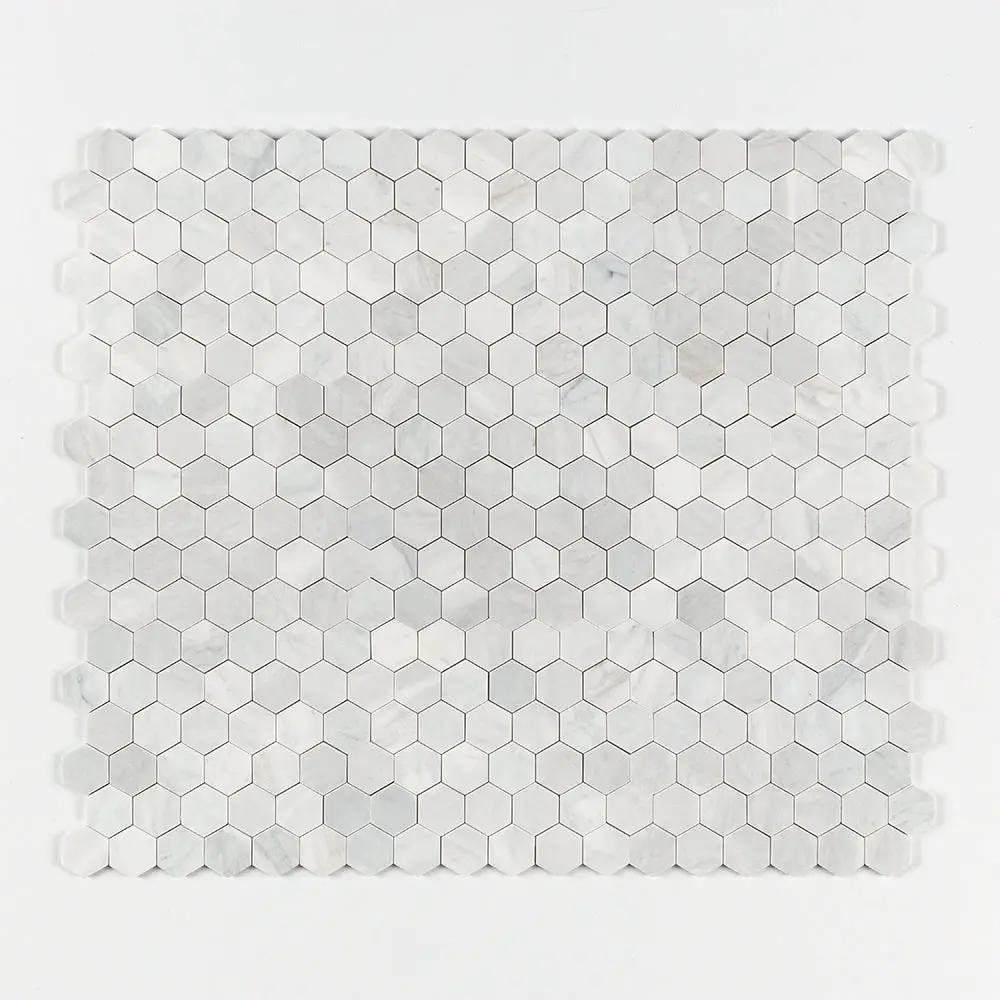 Carrara Blend Honed Hexagon 2 Marble Mosaics 10 3/8x12