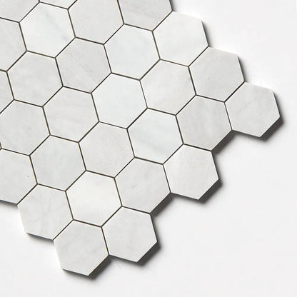 Carrara Blend Honed Hexagon 2 Marble Mosaics 10 3/8x12