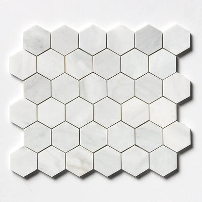 Carrara Blend Honed Hexagon 2 Marble Mosaics 10 3/8x12