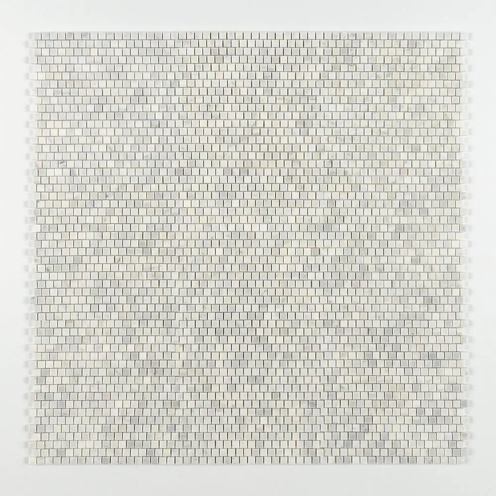 Carrara Blend Honed Staggered Joint 5/8x5/8 Marble Mosaics 12x12