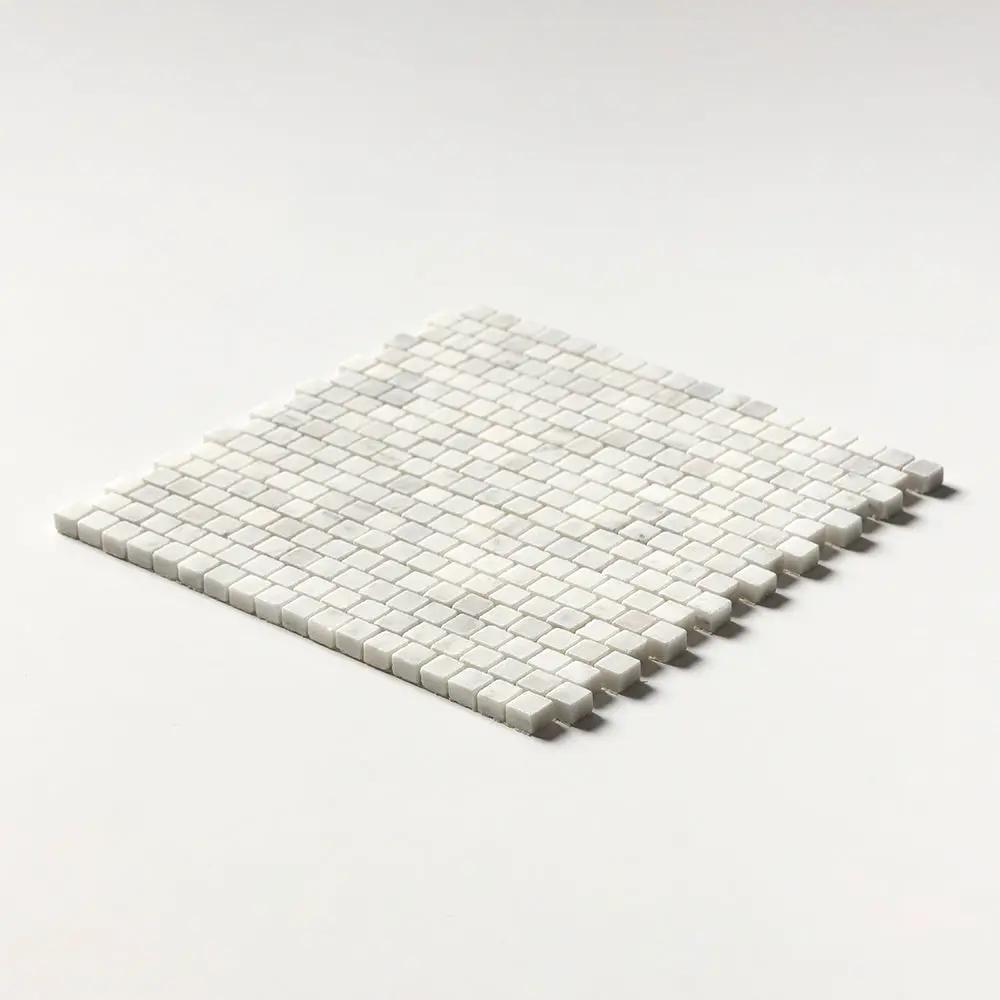 Carrara Blend Honed Staggered Joint 5/8x5/8 Marble Mosaics 12x12
