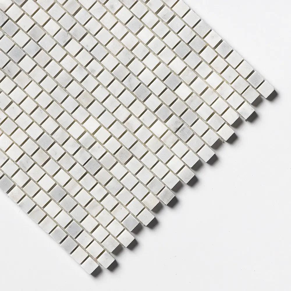 Carrara Blend Honed Staggered Joint 5/8x5/8 Marble Mosaics 12x12