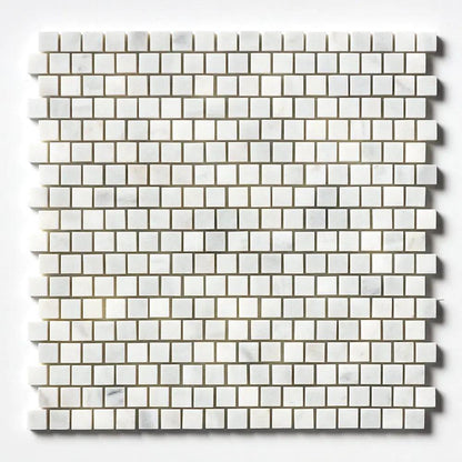 Carrara Blend Honed Staggered Joint 5/8x5/8 Marble Mosaics 12x12