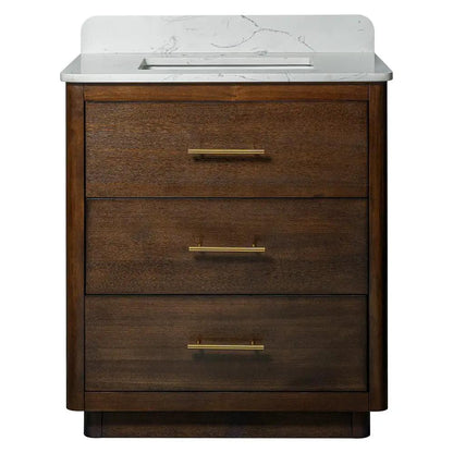 Carrara Contour Warm Walnut Bathroom Vanities 31x22