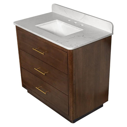 Carrara Contour Warm Walnut Bathroom Vanities 37x22