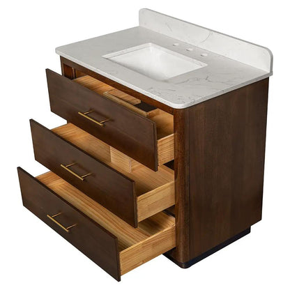 Carrara Contour Warm Walnut Bathroom Vanities 37x22