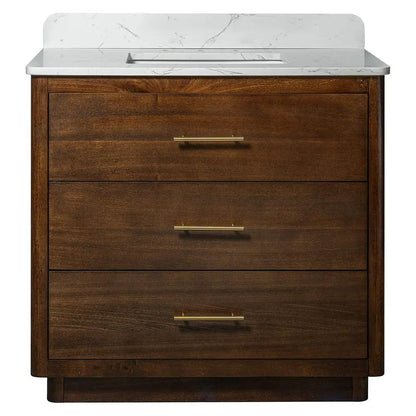 Carrara Contour Warm Walnut Bathroom Vanities 37x22