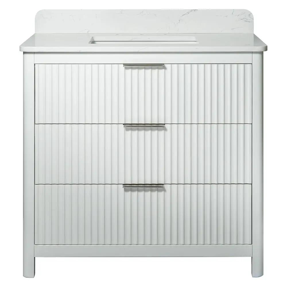 Carrara Gunningham White Bathroom Vanities 37x22