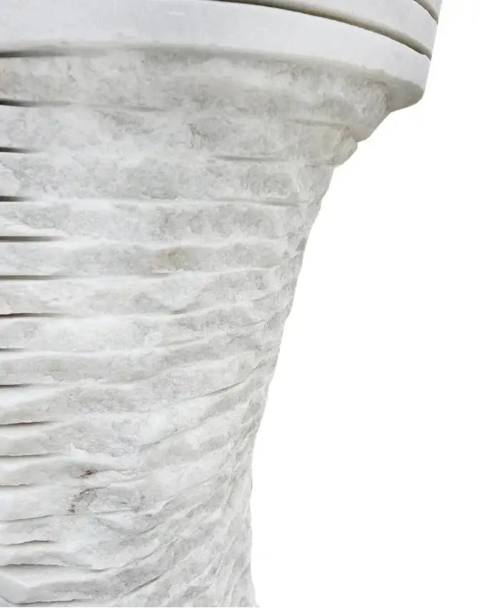 GMStone White Marble Pedestal Sink Round 16x16 Inch