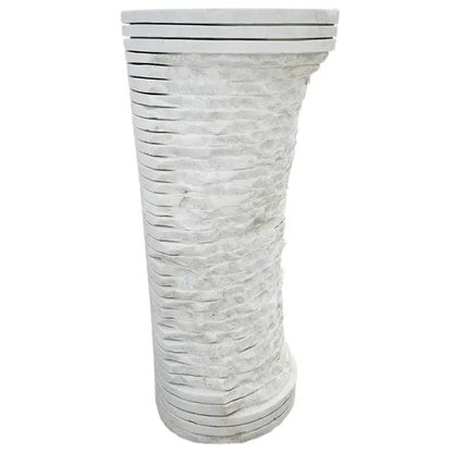 GMStone White Marble Pedestal Sink Round 16x16 Inch