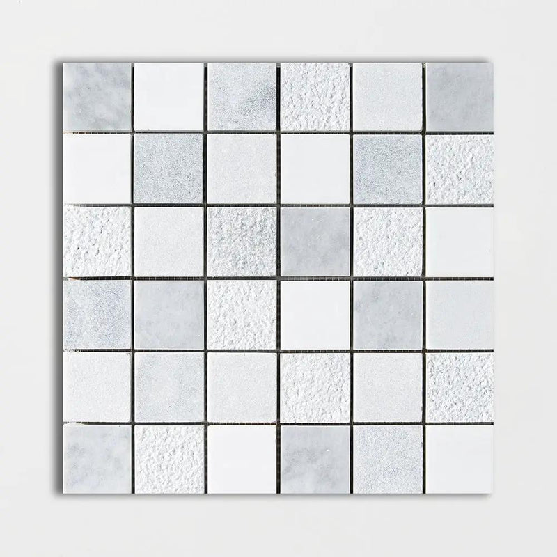 Carrara T&amp;dolomite&amp;allure Textured 2x2 Marble Mosaics 12x12