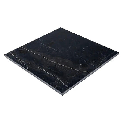 Black, Carrara T Honed Checkerboard Pattern Marble Tiles 12x12