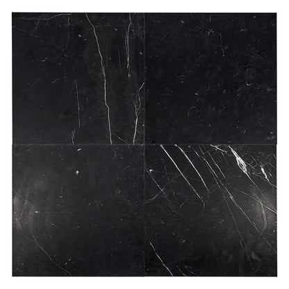Black, Carrara T Honed Checkerboard Pattern Marble Tiles 12x12
