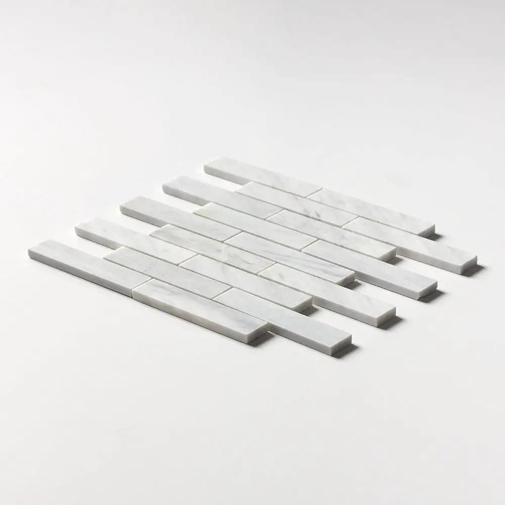 Carrara T Honed 1 1/4x6 Marble Mosaics 12x12