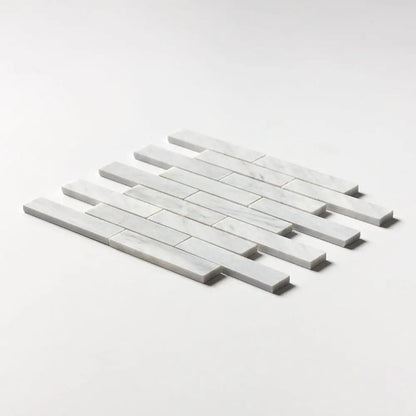 Carrara T Honed 1 1/4x6 Marble Mosaics 12x12