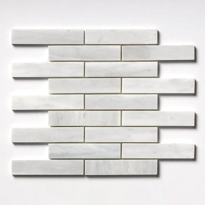 Carrara T Honed 1 1/4x6 Marble Mosaics 12x12