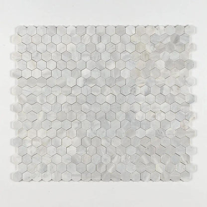 Carrara T Honed Hexagon Marble Mosaics 10 3/8x12