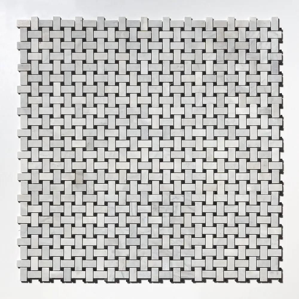 Carrara T Honed Basket Weave Marble Mosaics 12x12