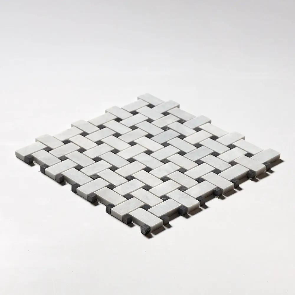 Carrara T Honed Basket Weave Marble Mosaics 12x12