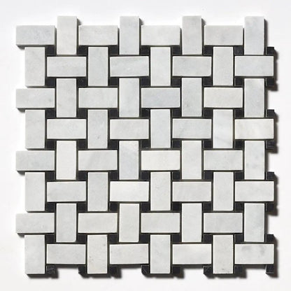 Carrara T Honed Basket Weave Marble Mosaics 12x12