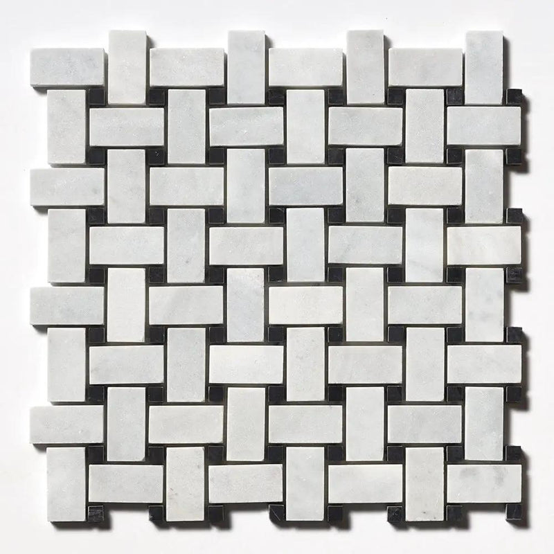 Carrara T Honed Basket Weave Marble Mosaics 12x12