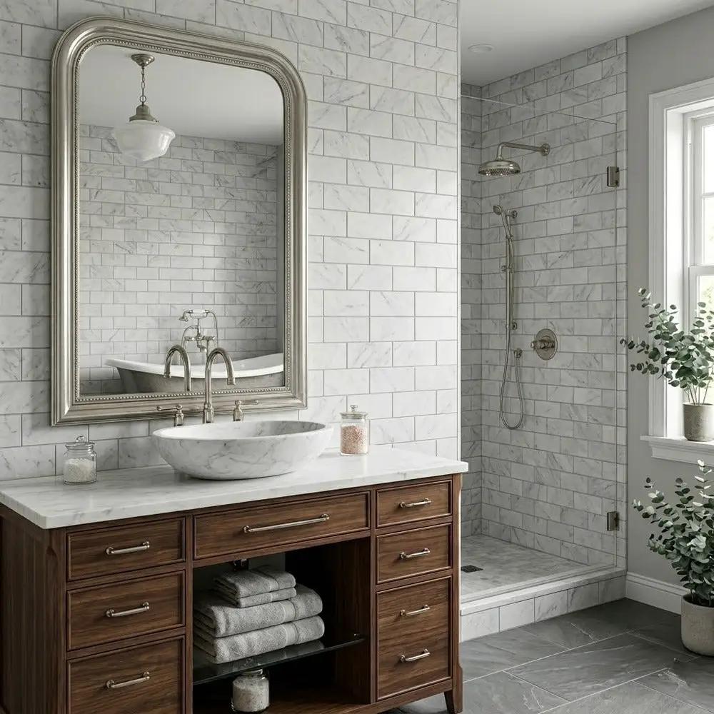 Carrara T Honed Marble Tiles 2 3/4x5 1/2