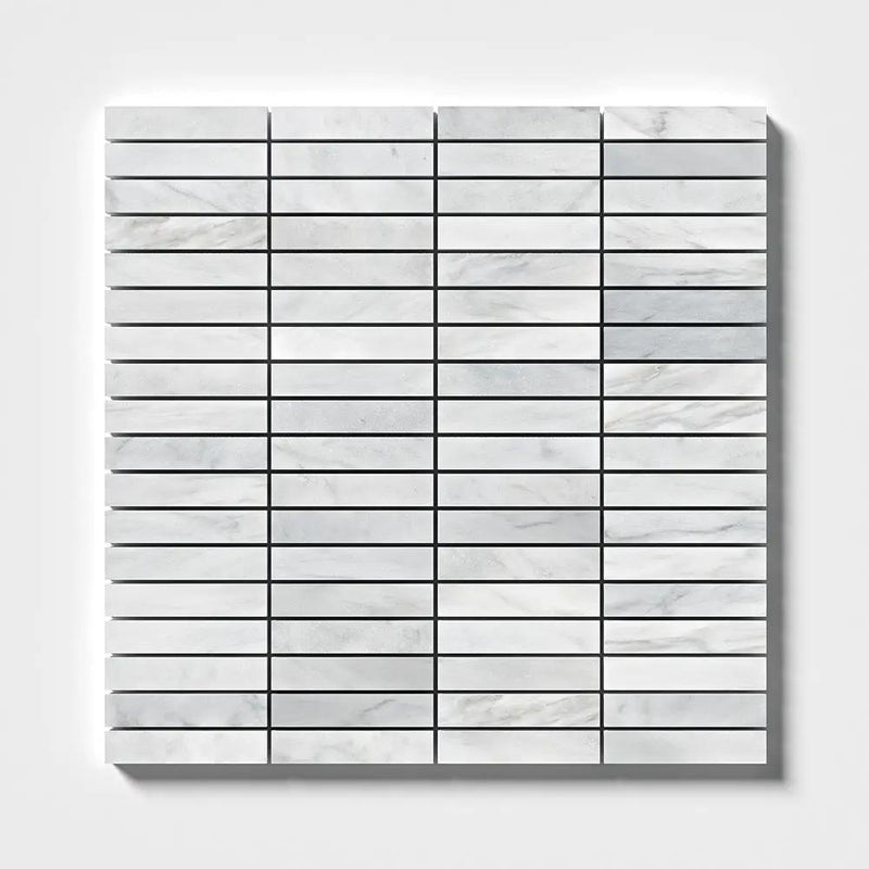 Carrara T Honed 5/8x3 Marble Mosaics 12x12
