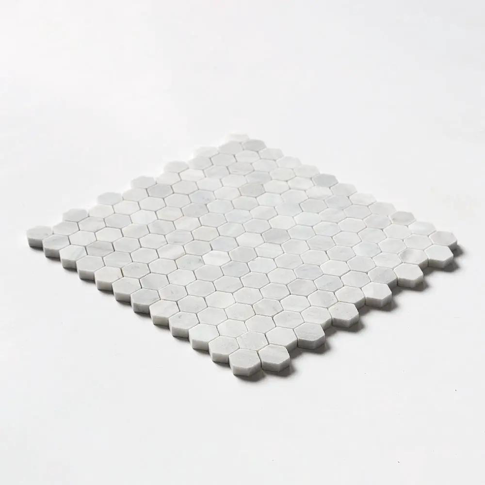 Carrara T Honed Hexagon 1x1 Marble Mosaics 11 1/2x12 1/4
