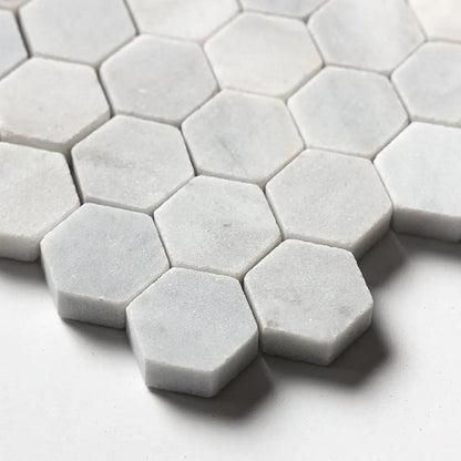 Carrara T Honed Hexagon 1x1 Marble Mosaics 11 1/2x12 1/4