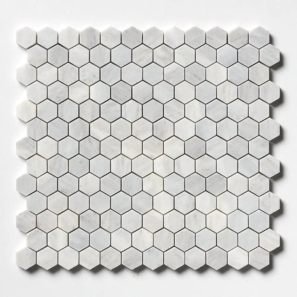 Carrara T Honed Hexagon 1x1 Marble Mosaics 11 1/2x12 1/4