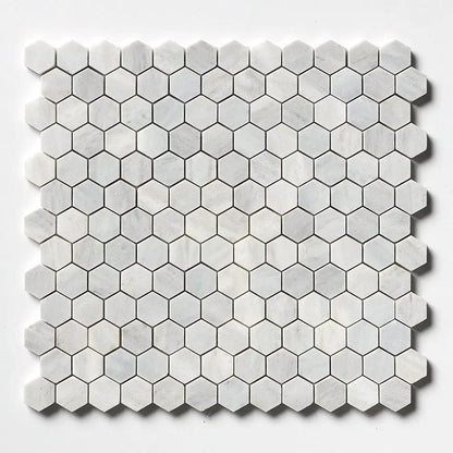 Carrara T Honed Hexagon 1x1 Marble Mosaics 11 1/2x12 1/4